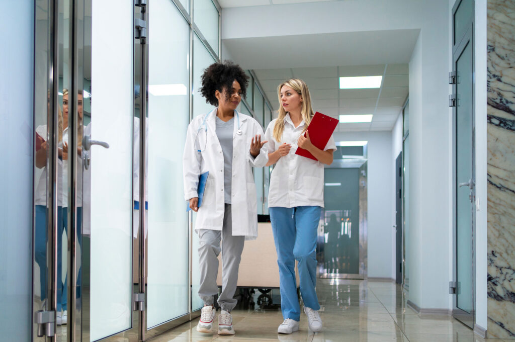 Doctor and Health Professional Walking